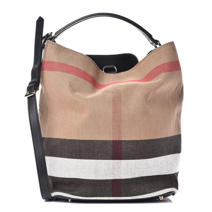 Burberry Canvas Mega Check Medium Ashby Hobo Black 1 of 8