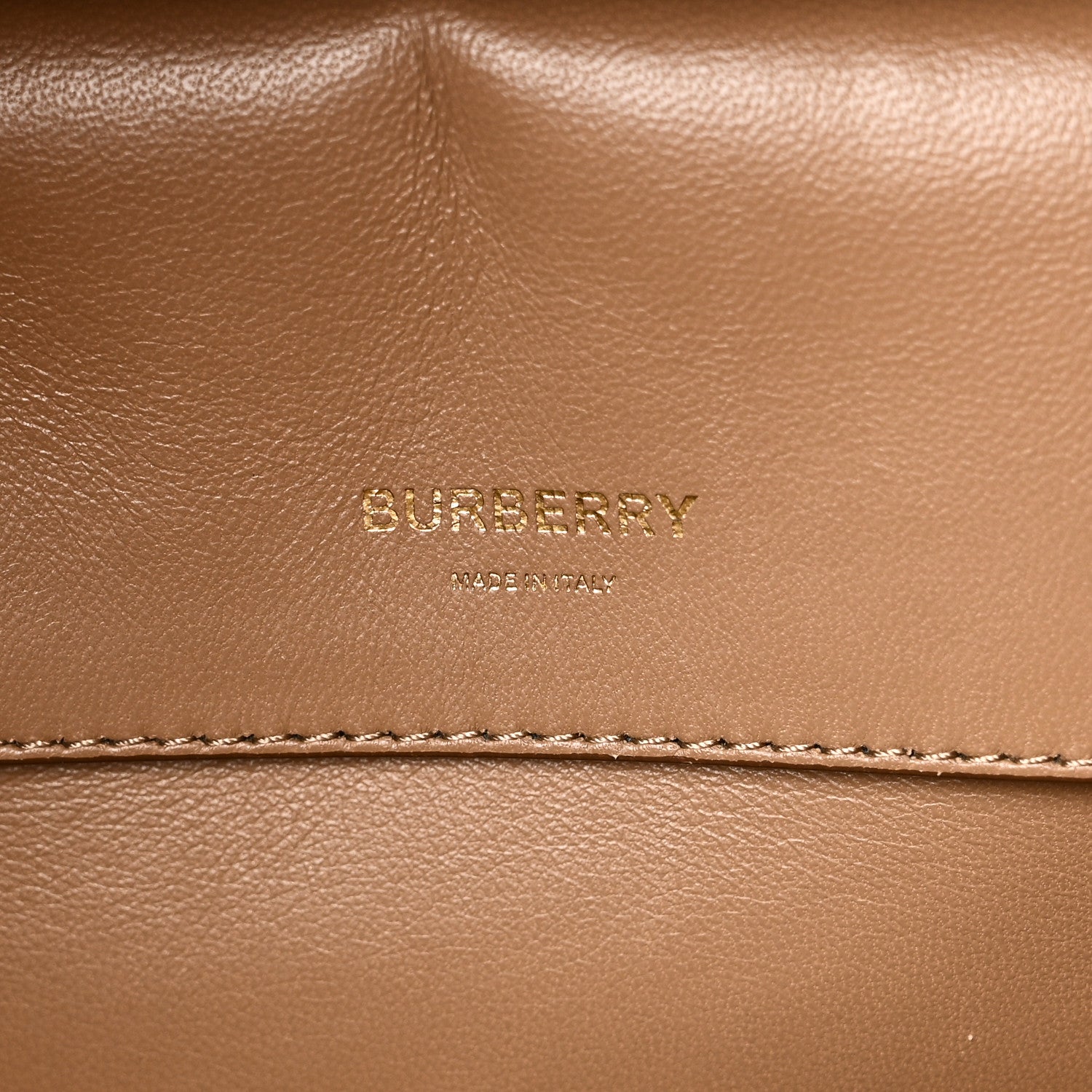 Burberry Smooth Calfskin Canvas Medium Cube Bowling Bag Malt Brown 6 of 9