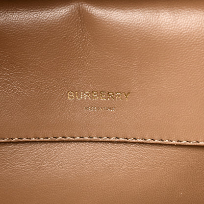 Burberry Smooth Calfskin Canvas Medium Cube Bowling Bag Malt Brown 6 of 9