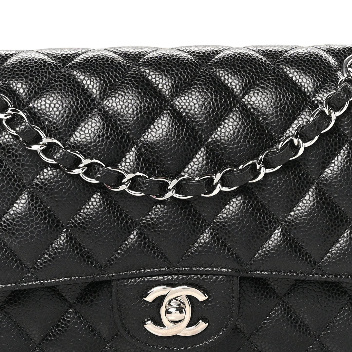 Caviar Quilted Medium Double Flap Black