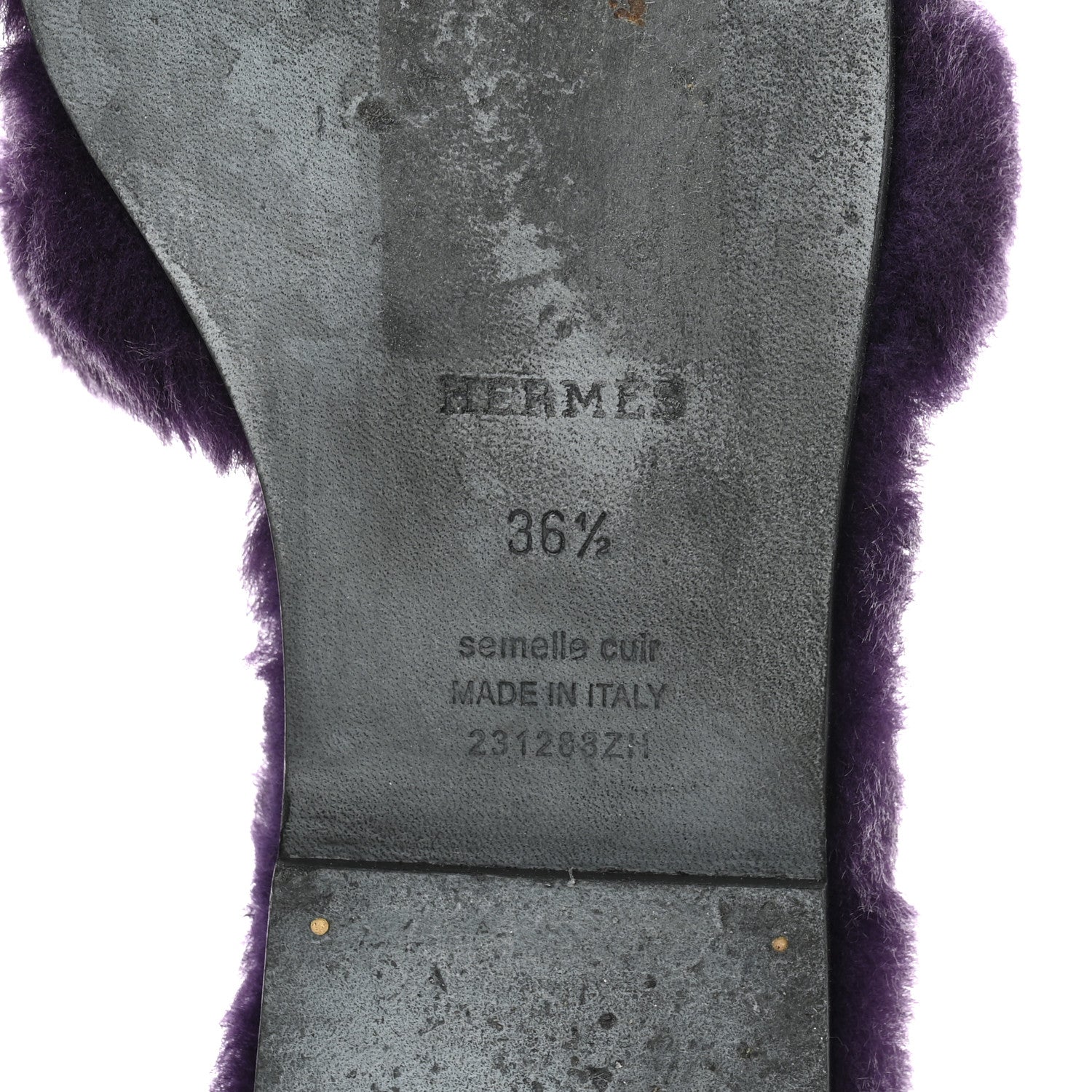 Hermes Woolskin Oran Sandals 36.5 Violet Fonce 8 of 8