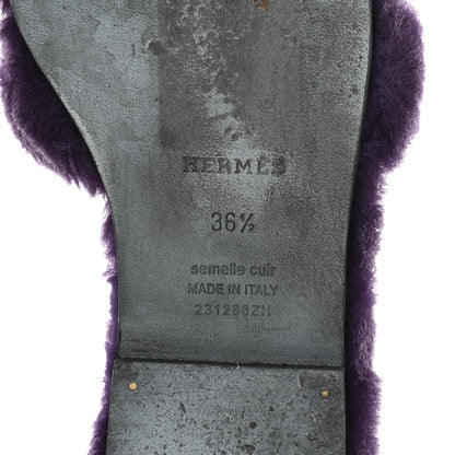 Hermes Woolskin Oran Sandals 36.5 Violet Fonce 8 of 8