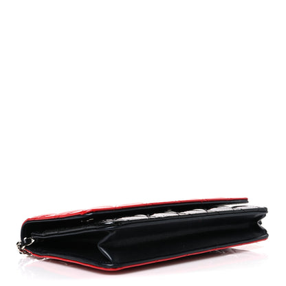 Chanel Patent Quilted Bi-Color Wallet On Chain WOC Red Black 4 of 11