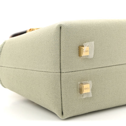 Fendi Canvas Vitello King Plexiglass Logo Embroidered Mini By The Way Top Handle Boston Bag Green Tea 9 of 10