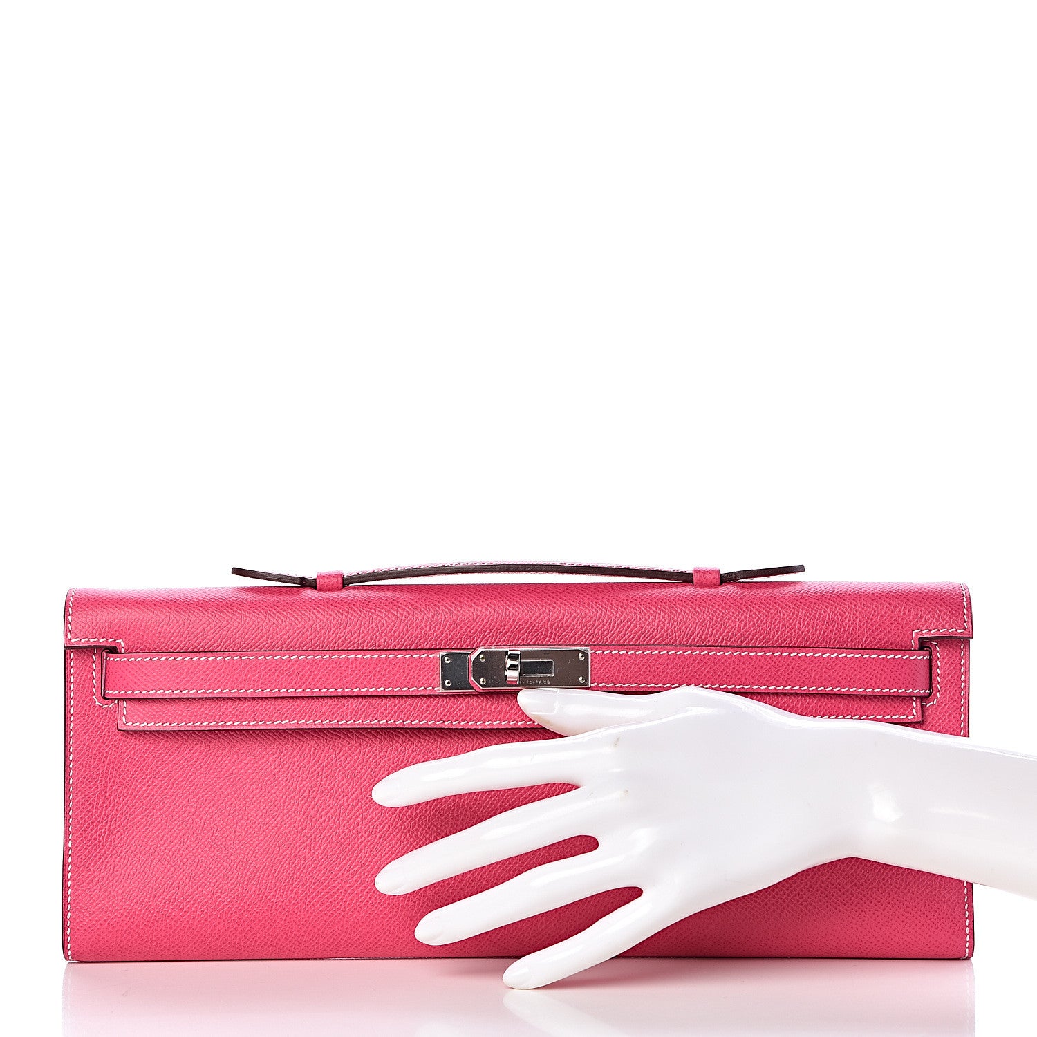 Hermes Epsom Kelly Cut Clutch Pochette Rose Tyrien 2 of 7