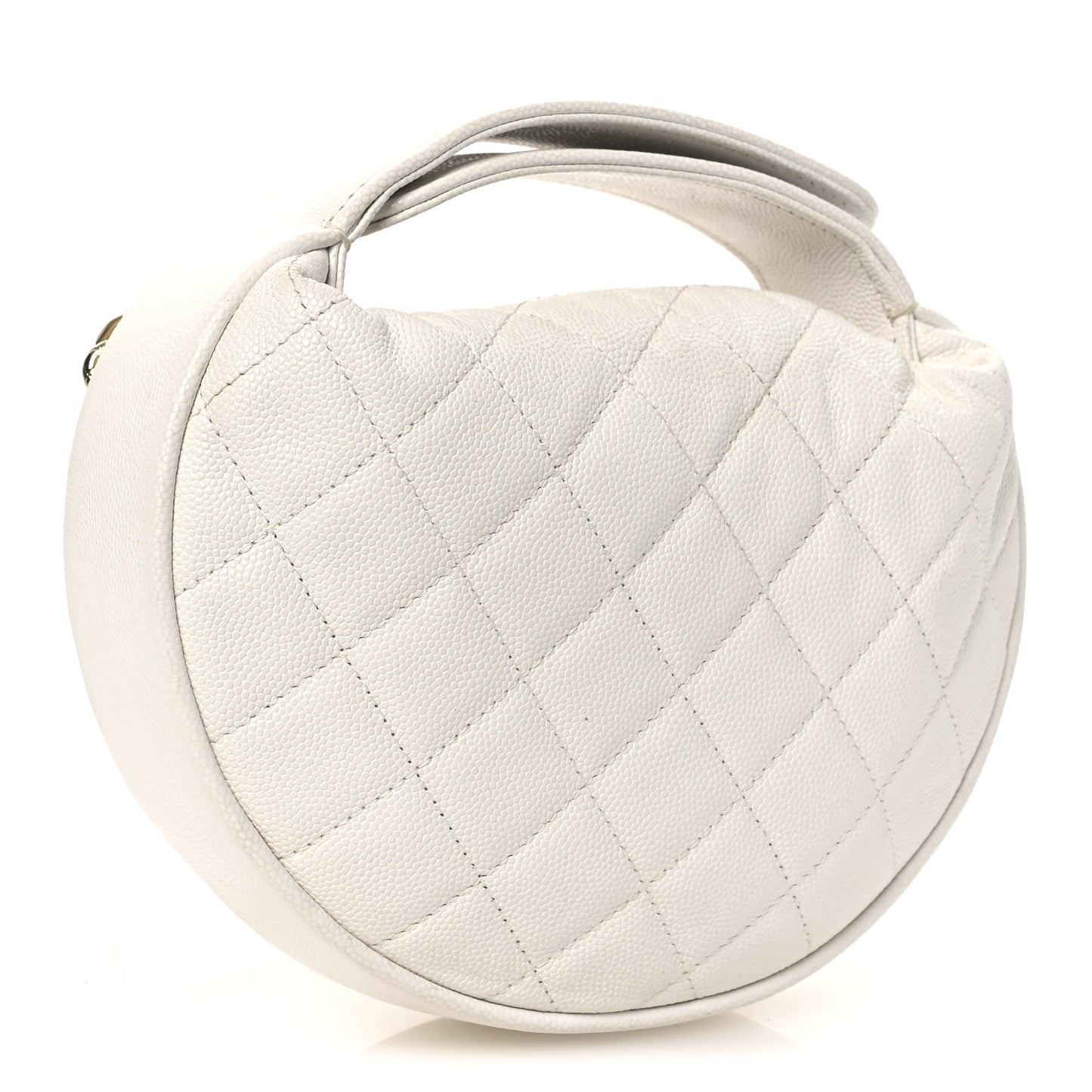 Shiny Caviar Quilted Bow Pouch Hobo White