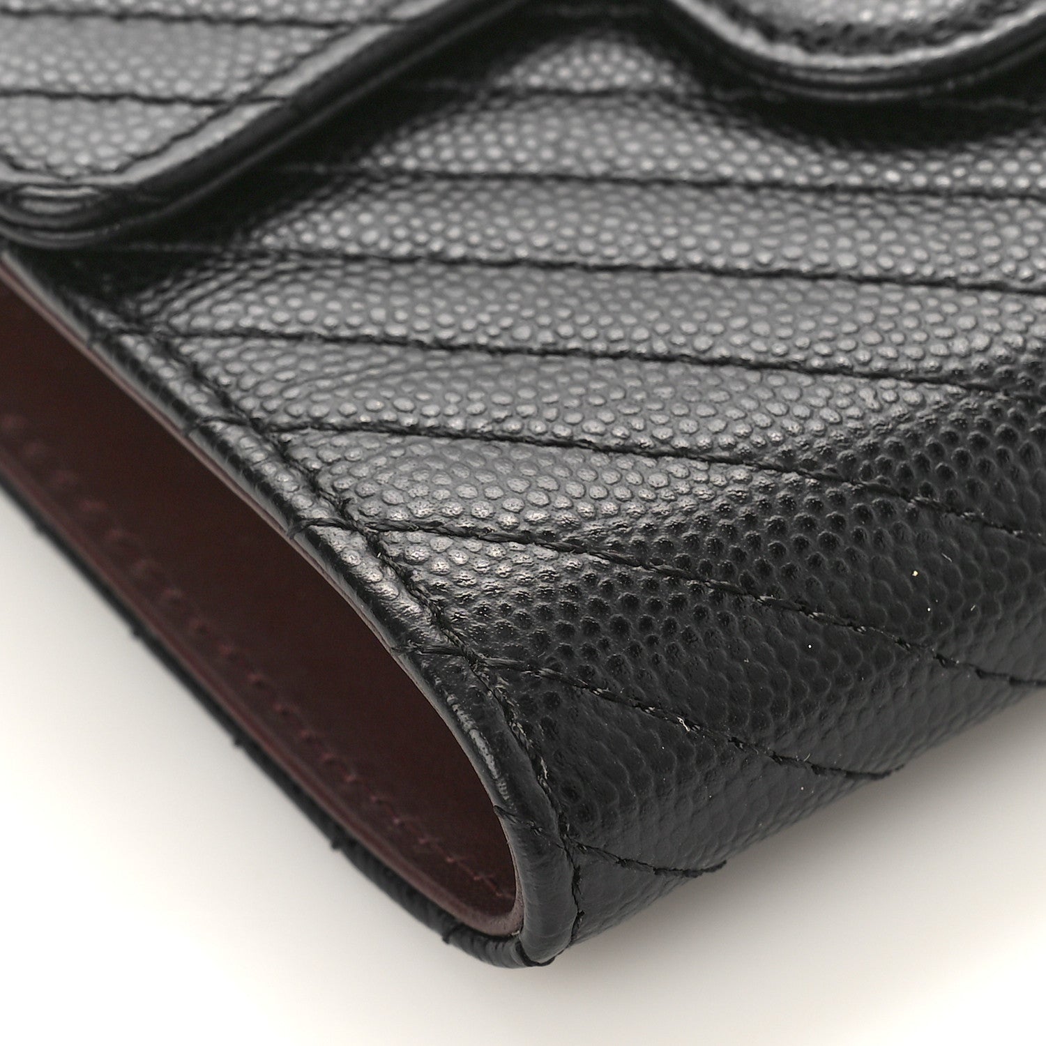 Chanel Caviar Chevron Quilted Compact Flap Wallet Black 8 of 10