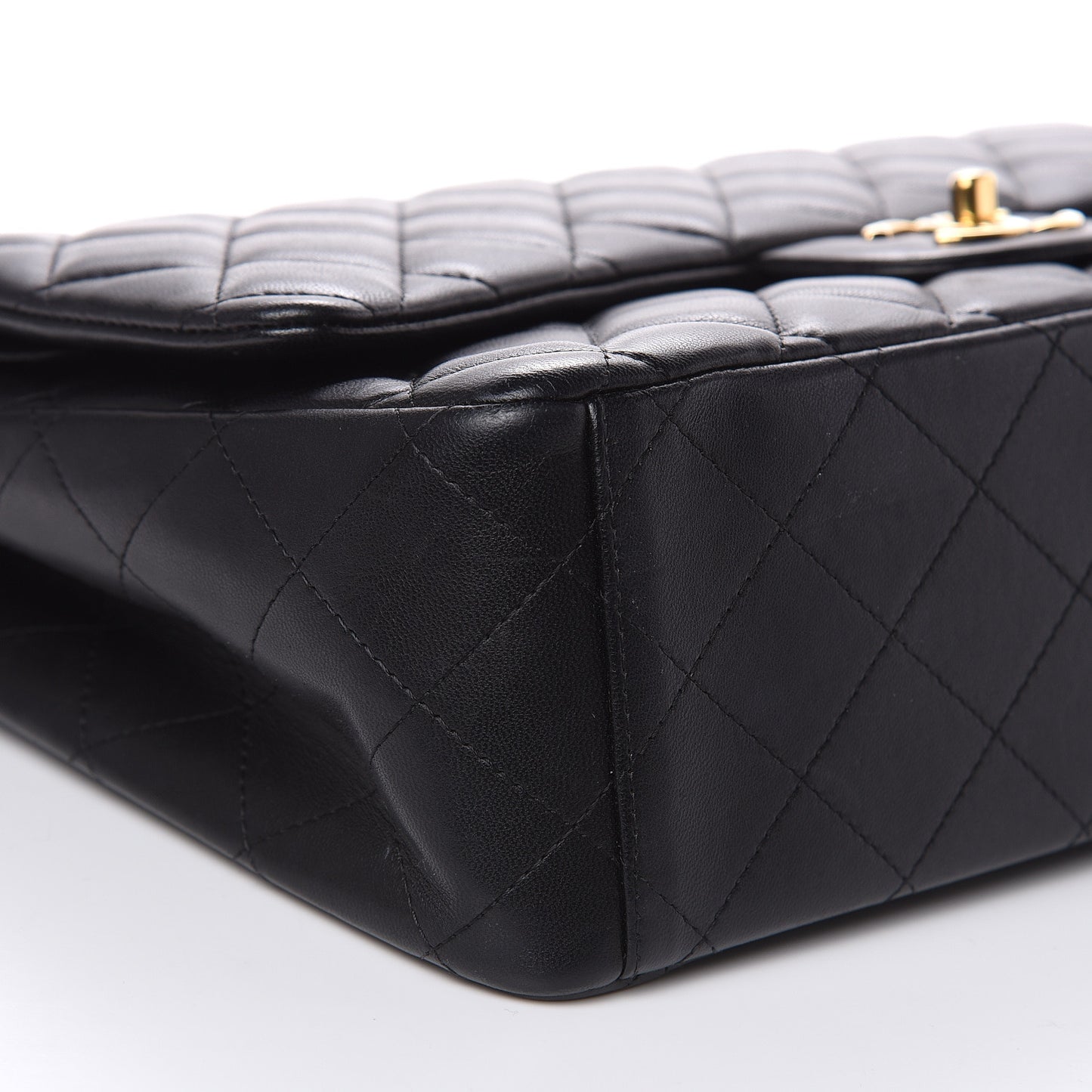 Lambskin Quilted Maxi Double Flap Black