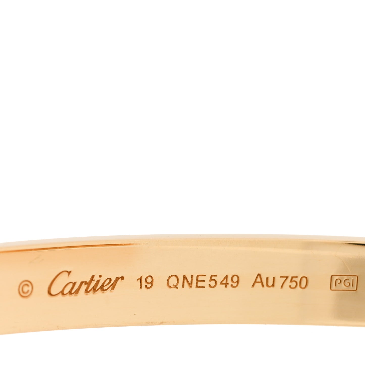 18K Yellow Gold LOVE Cuff Bracelet 19