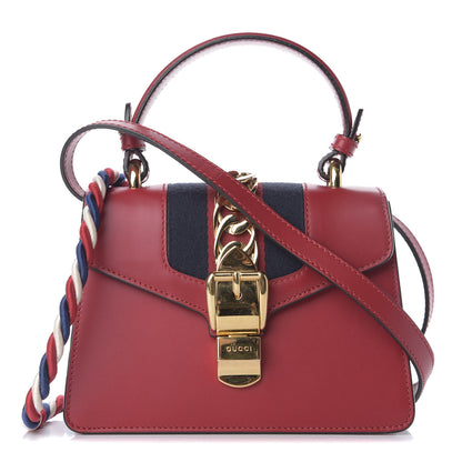 Gucci Calfskin Mini Sylvie Top Handle Bag Hibiscus Red 1 of 9