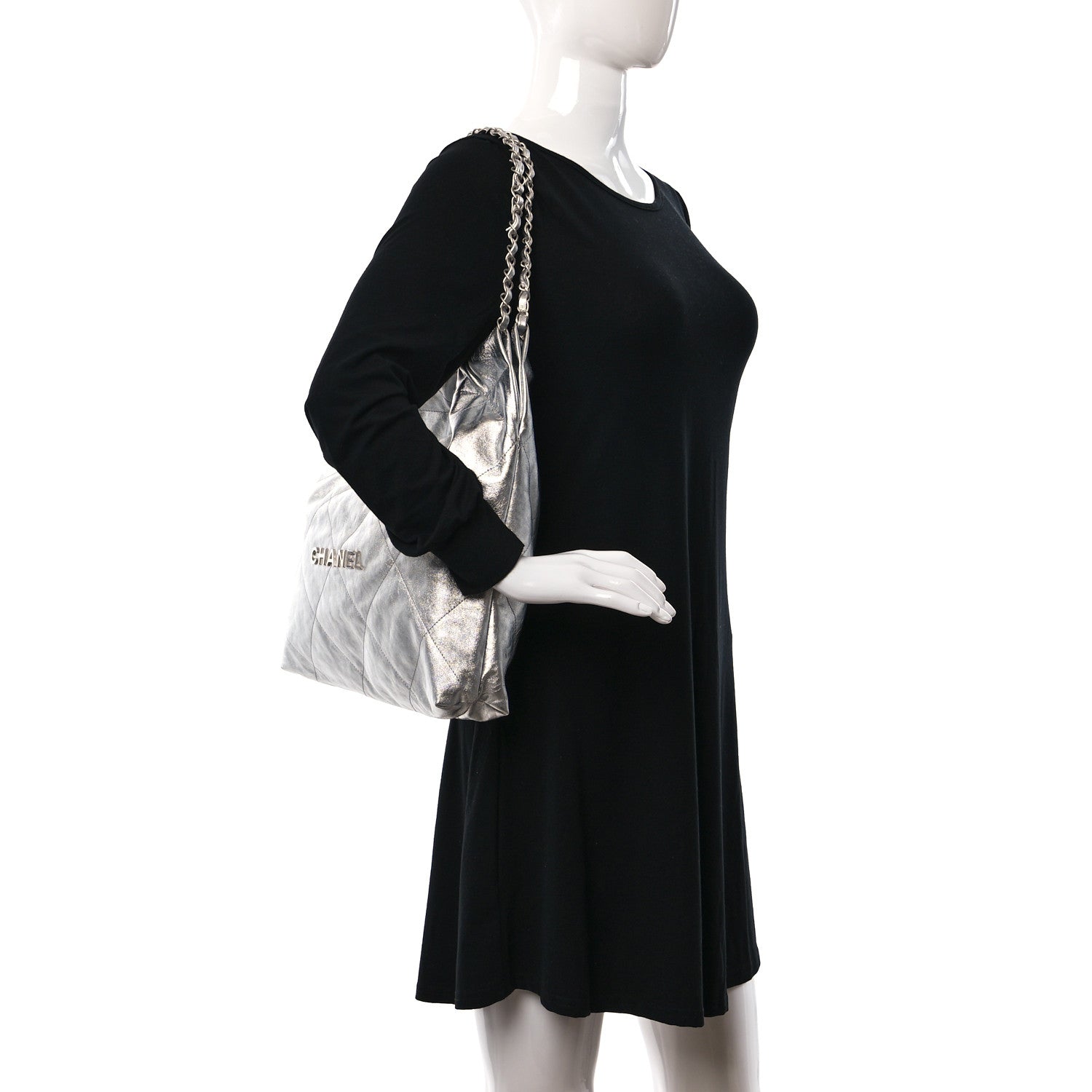 Chanel Metallic Calfskin Quilted Chanel 22 Silver 2 of 12