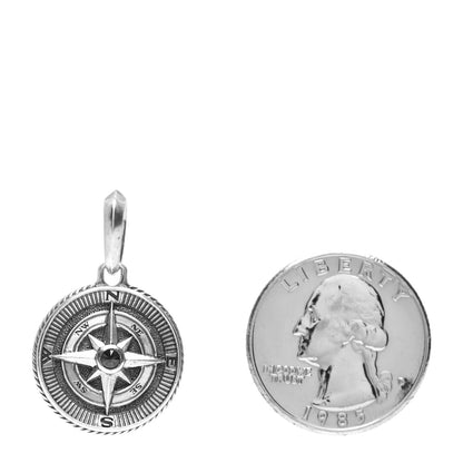 David Yurman Sterling Silver Black Diamond Maritime Compass Enhancer Pendant 2 of 3