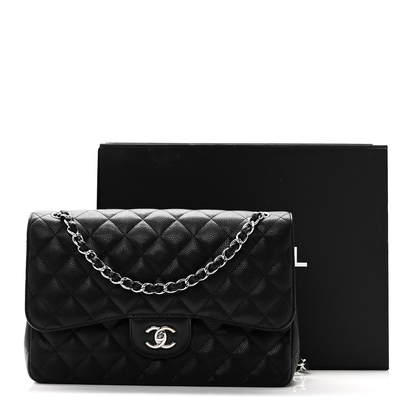 Caviar Quilted Jumbo Double Flap Black