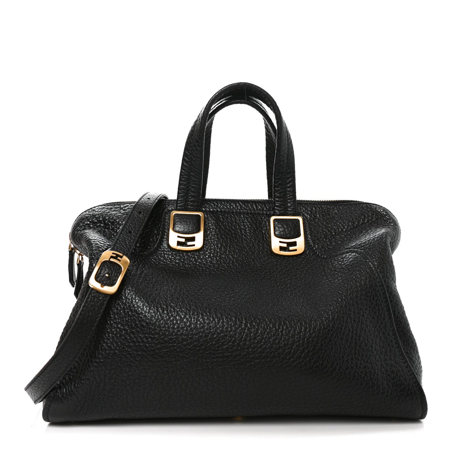 Pebbled Calfskin Large Chameleon Tote  Black