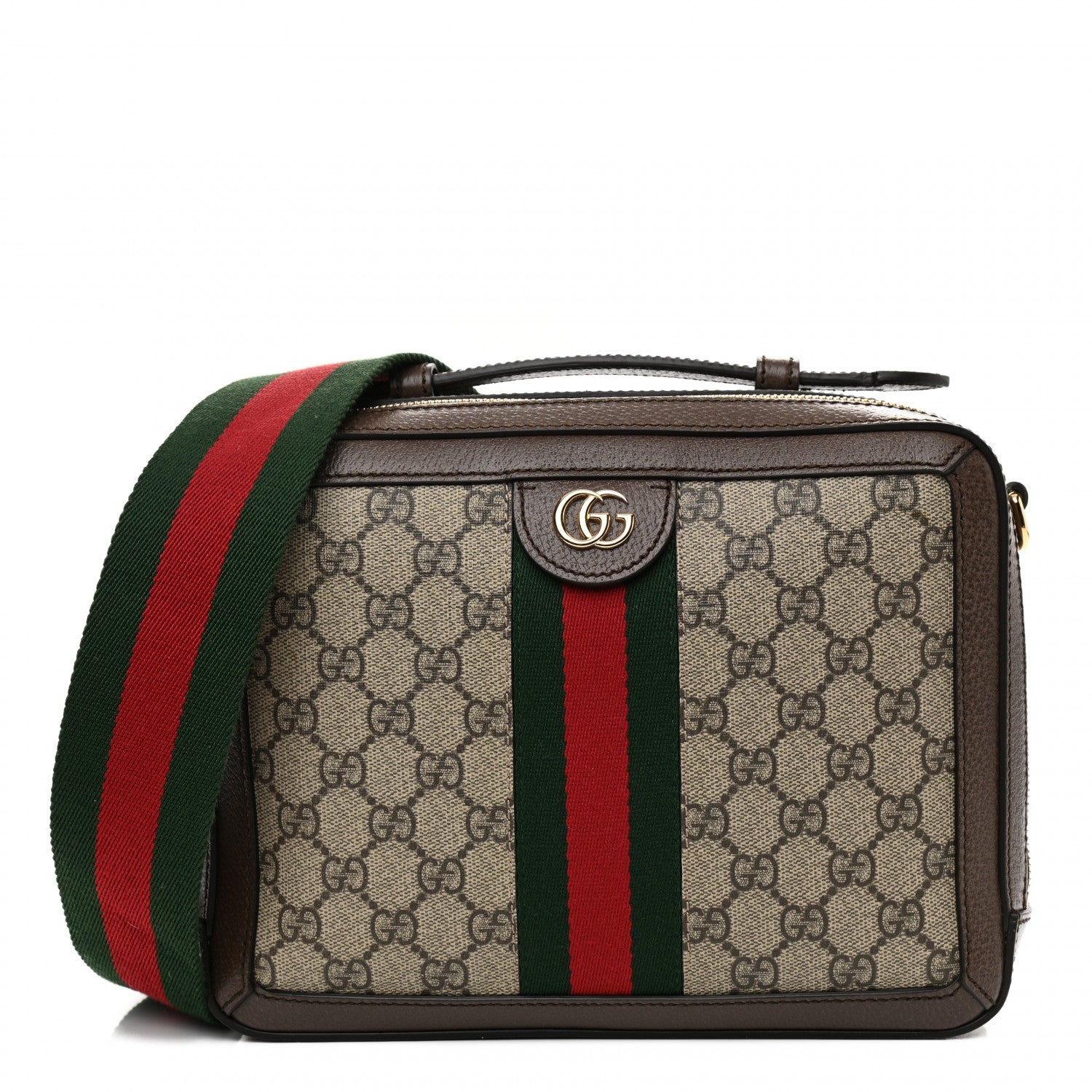 Gucci GG Supreme Web Small Ophidia Top Handle Shoulder Bag Brown 1 of 14