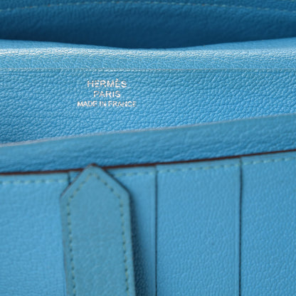 Hermes Chevre Mysore Bearn Gusset Wallet Bleu Azteque 6 of 11