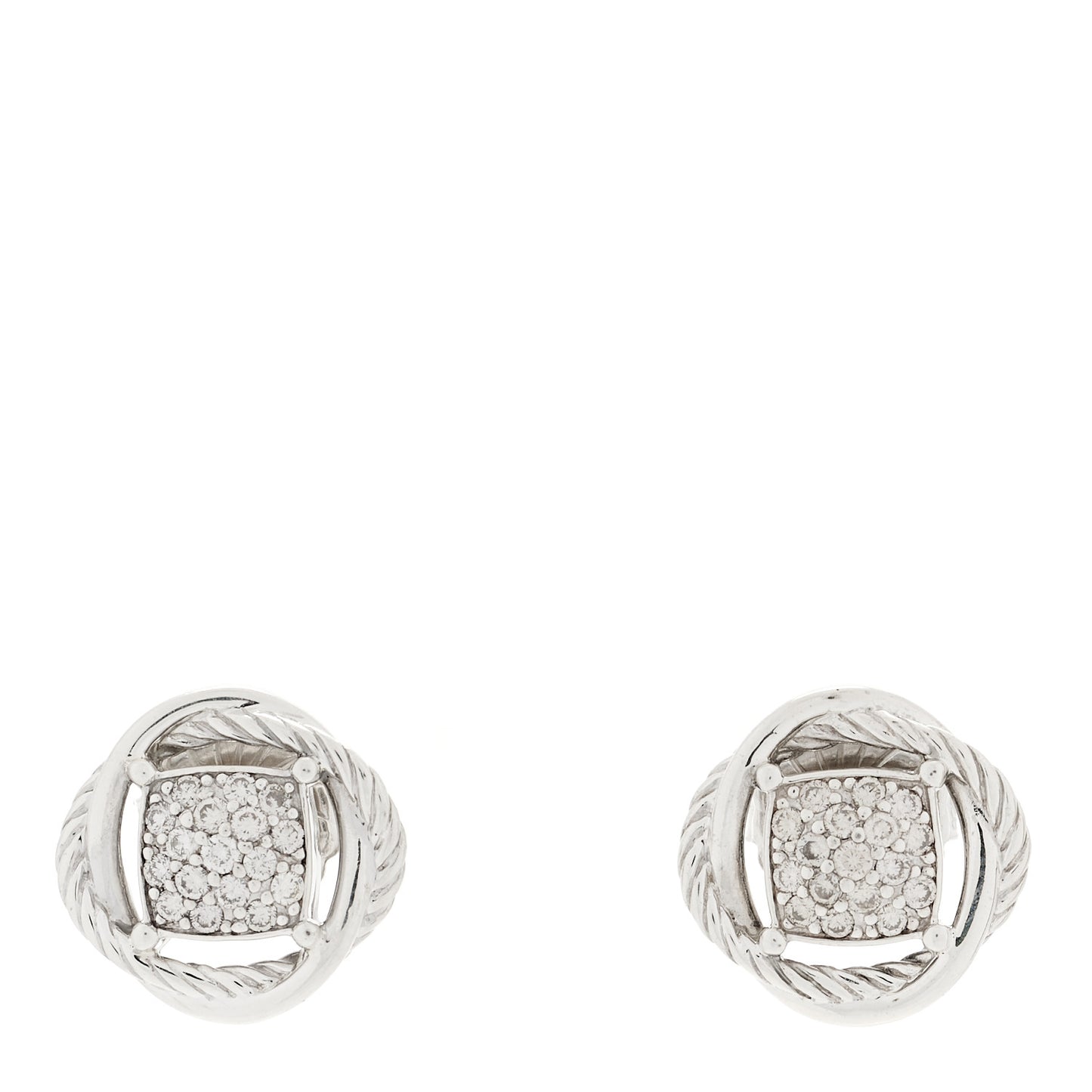 Sterling Silver Diamond 13mm Infinity Earrings