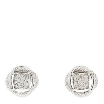 David Yurman Sterling Silver Diamond 13mm Infinity Earrings 1 of 5