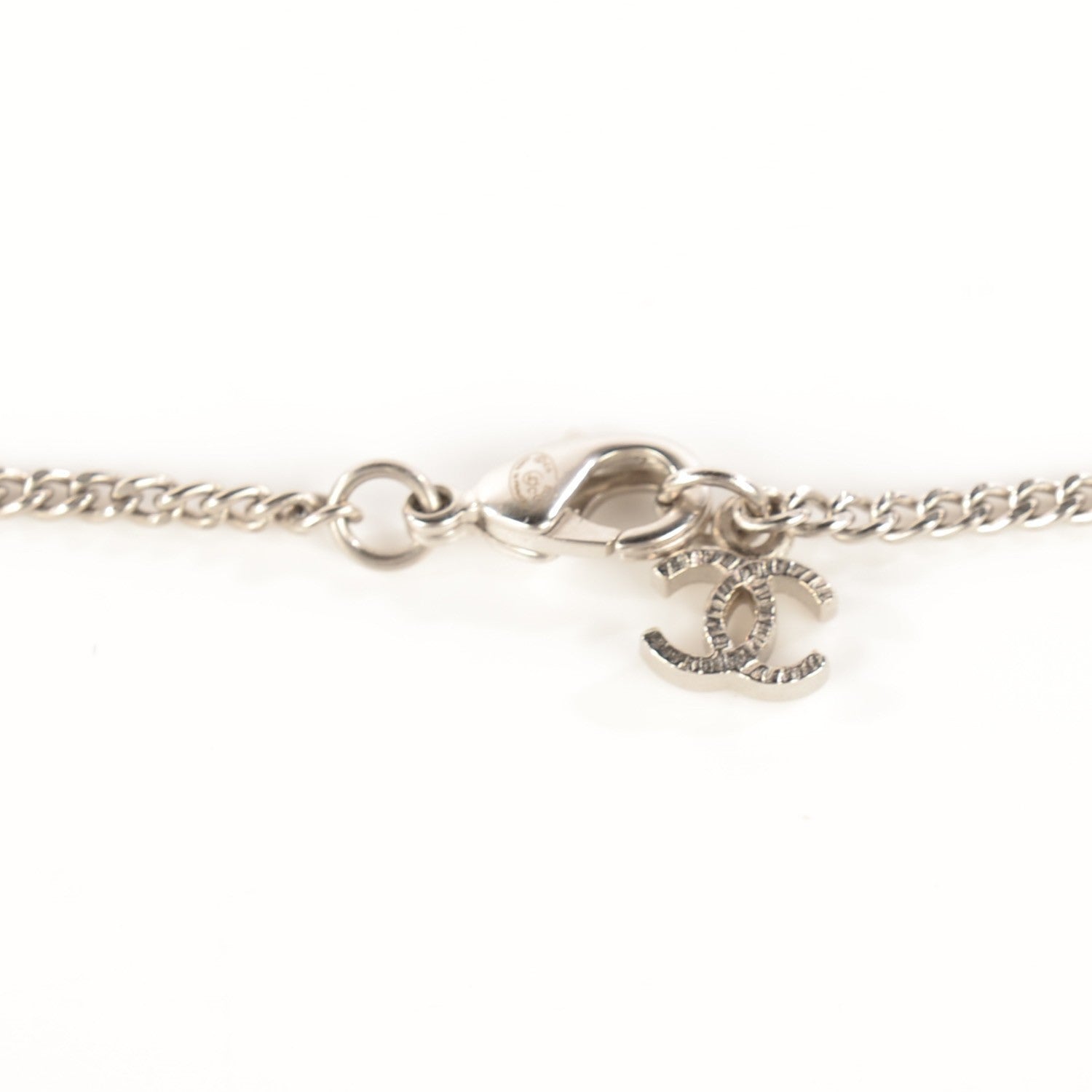 Chanel Crystal Baguette CC Necklace Silver 4 of 6