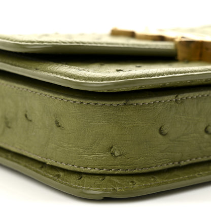 Saint Laurent Ostrich Small Solferino Satchel Vert Olive 9 of 11