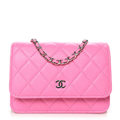 Chanel Lambskin Quilted Mini Wallet On Chain WOC Pink 1 of 11