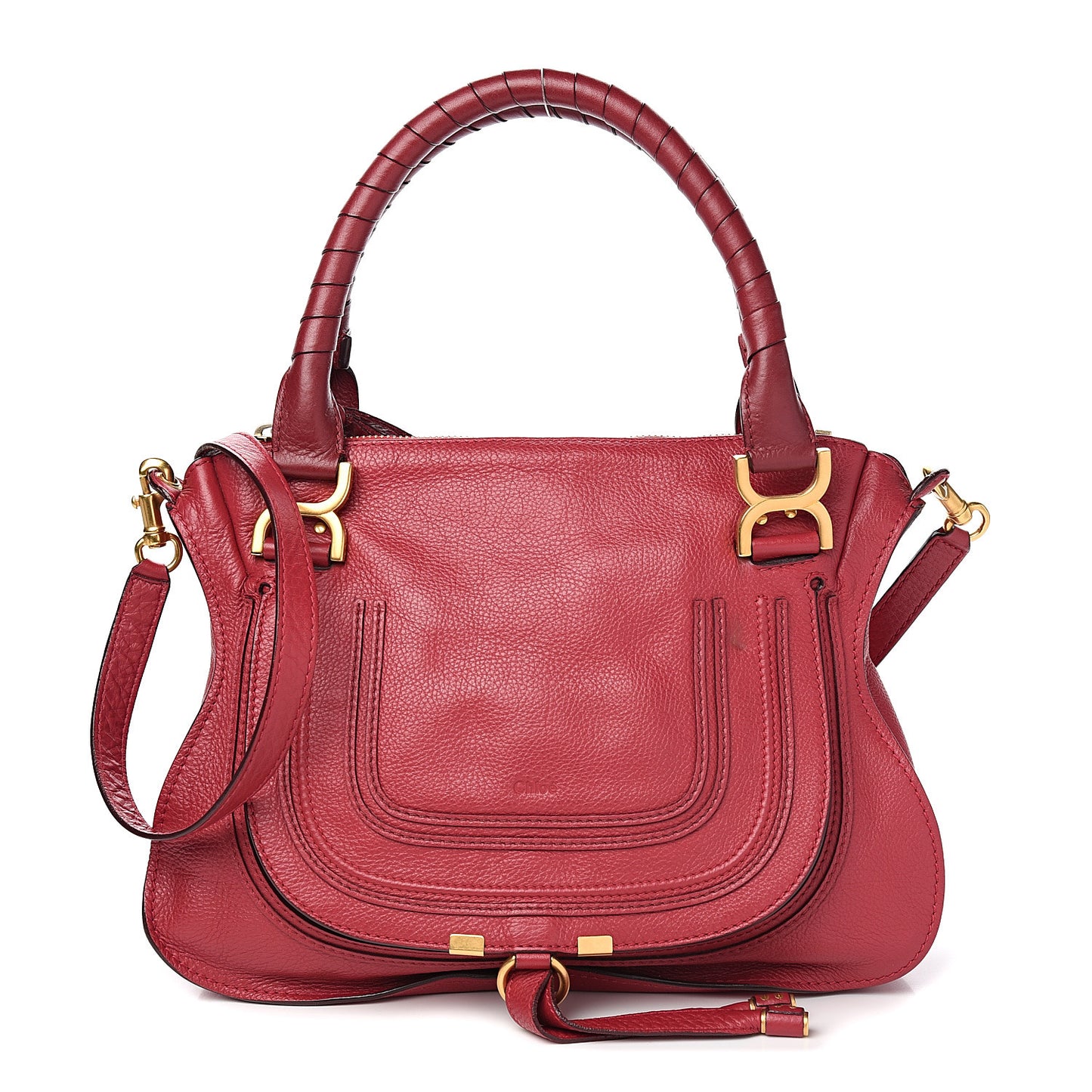 Calfskin Medium Marcie Satchel Peony Red