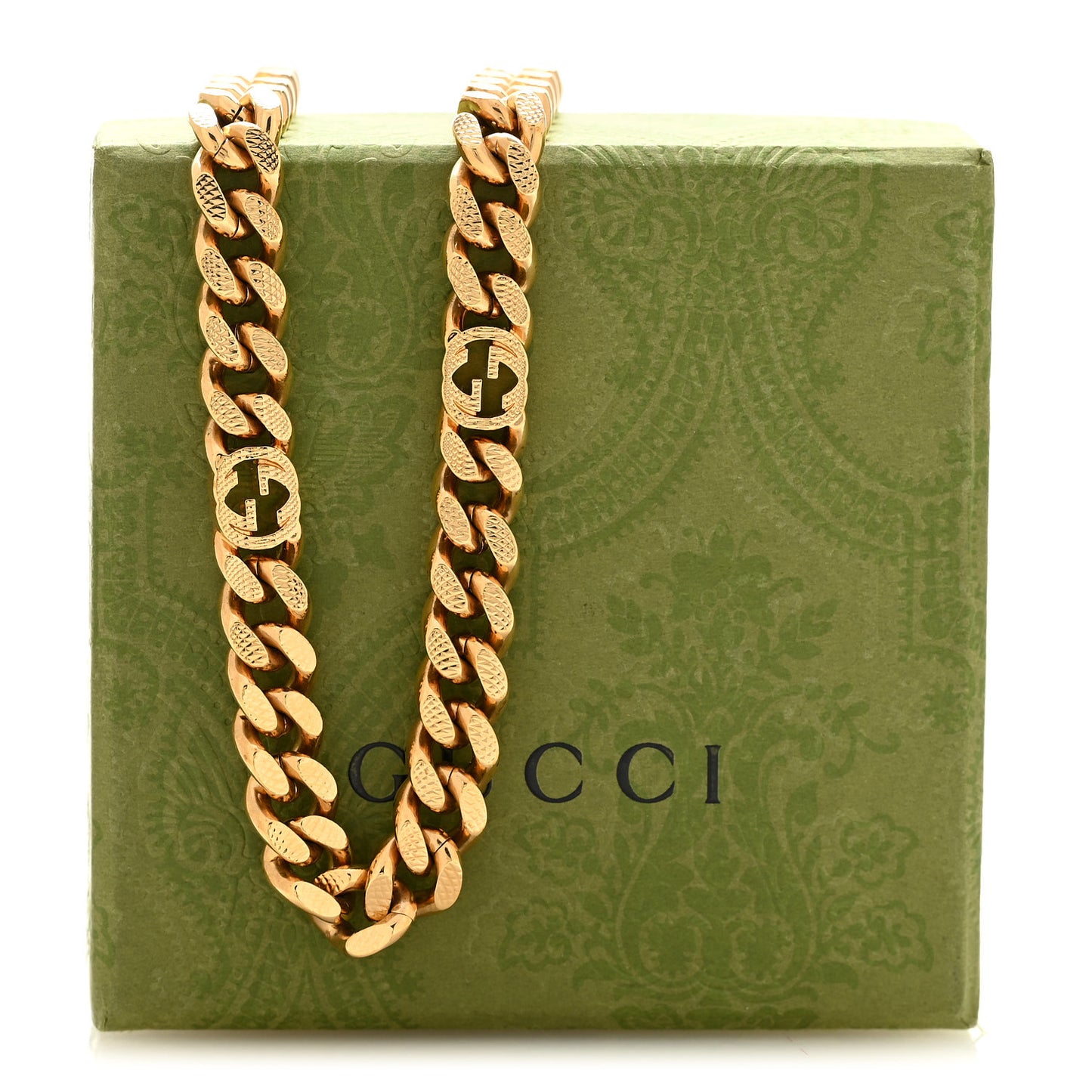 Metal Interlocking G Curb Chain Necklace Gold