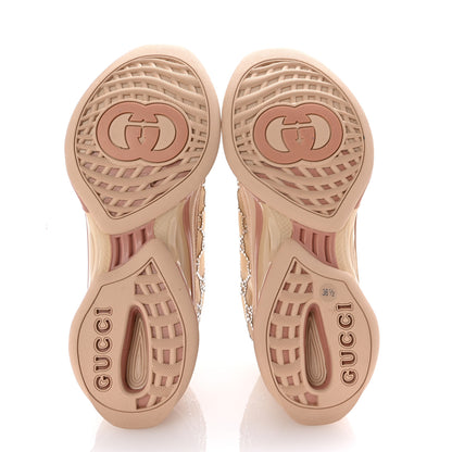 Gucci Tela Retino Mesh Crystal Suede GG Monogram Womens Gucci Run Sneakers 36.5 Light Powder Skin Rose Silver 7 of 11