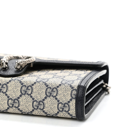 Gucci GG Supreme Monogram Textured Dollar Calfskin Mini Dionysus Chain Wallet Beige Blue 7 of 8
