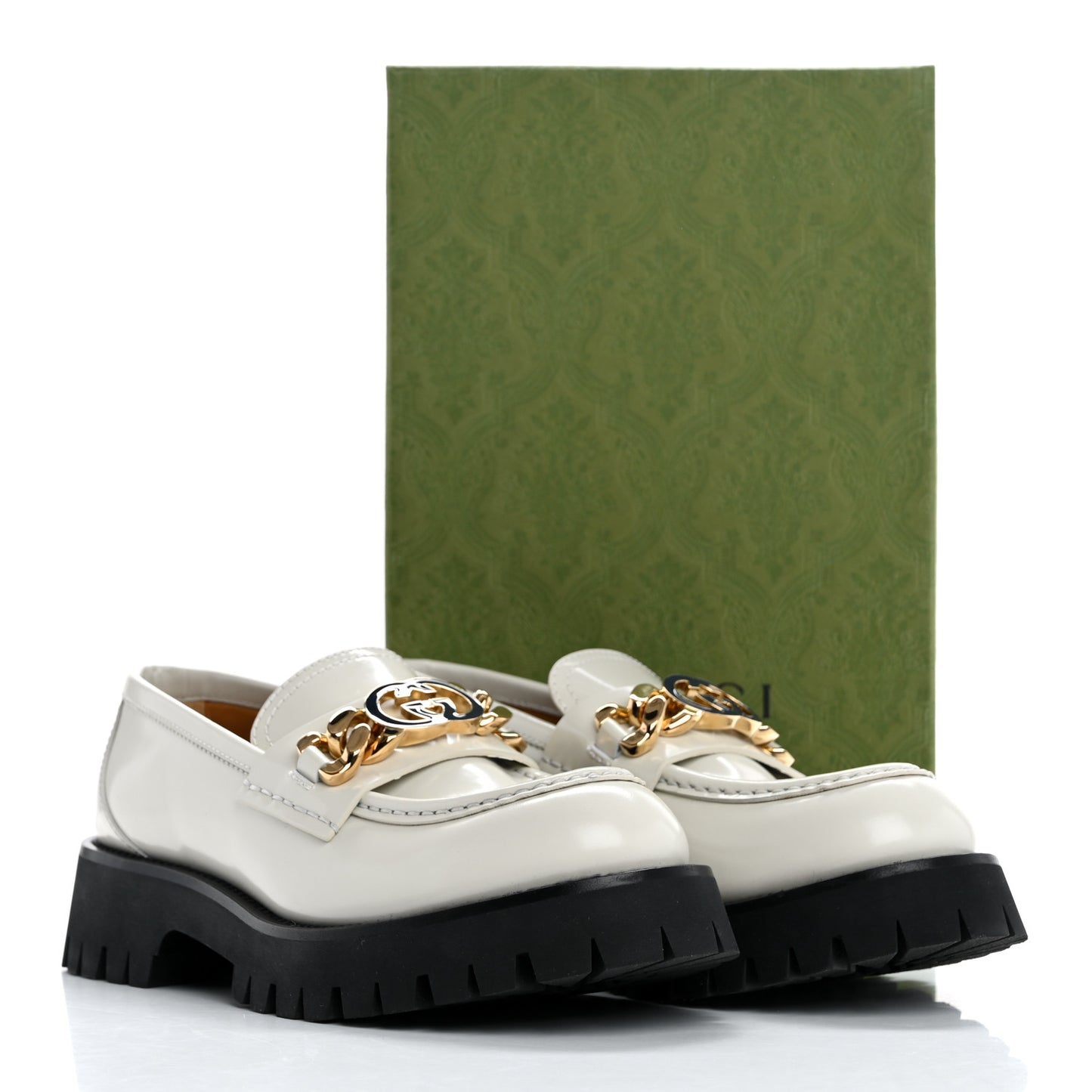 Cordovan Lux Womens Jeanne Platform Lug Sole 30/45mm Loafers 39.5 White