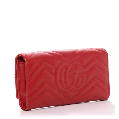 Gucci Calfskin Matelasse GG Marmont Continental Wallet Hibiscus Red 3 of 12