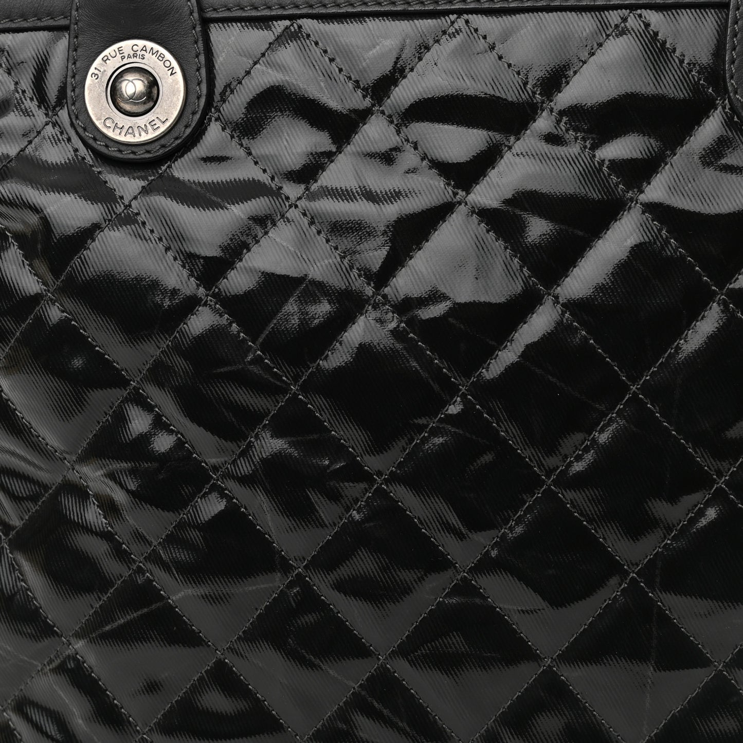 Calfskin Coated Canvas Quilted Tote Black