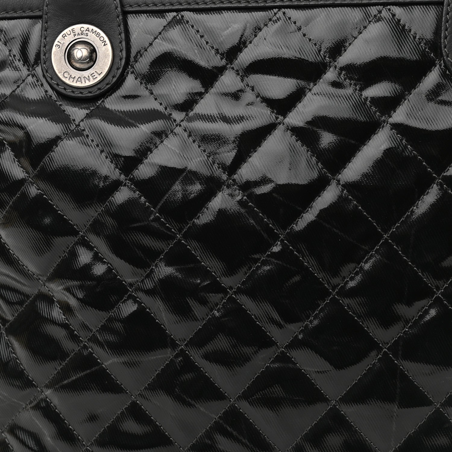 Chanel Calfskin Coated Canvas Quilted Tote Black 14 of 14