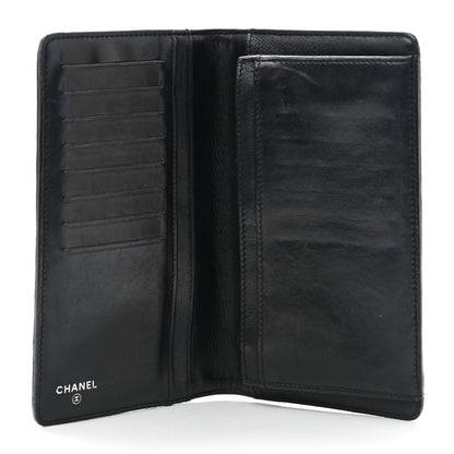Chanel Lambskin Camellia Embossed Yen Wallet Black 9 of 13