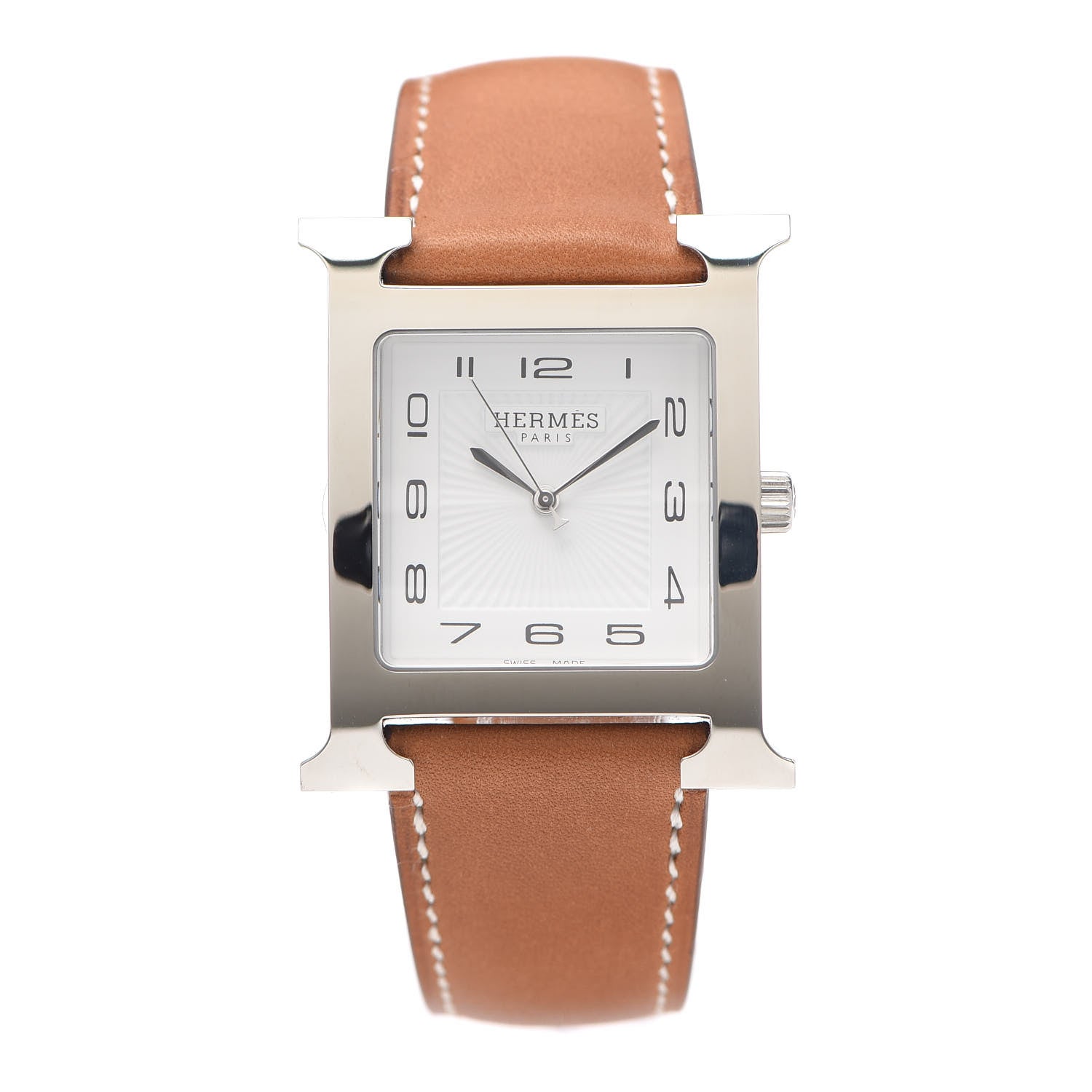 Hermes Stainless Steel Barenia 30.5mm Heure H Hour Quartz Watch Fauve 1 of 5
