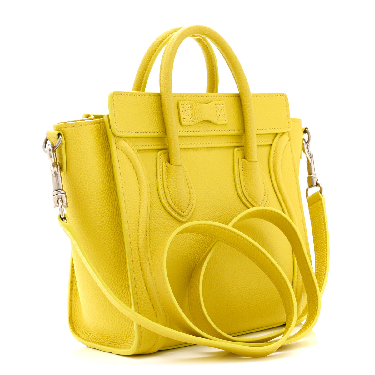 Drummed Calfskin Nano Luggage Citron