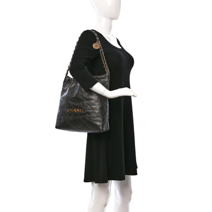 Chanel Metallic Calfskin Quilted Small Chanel 22 Ruthenium 2 of 10