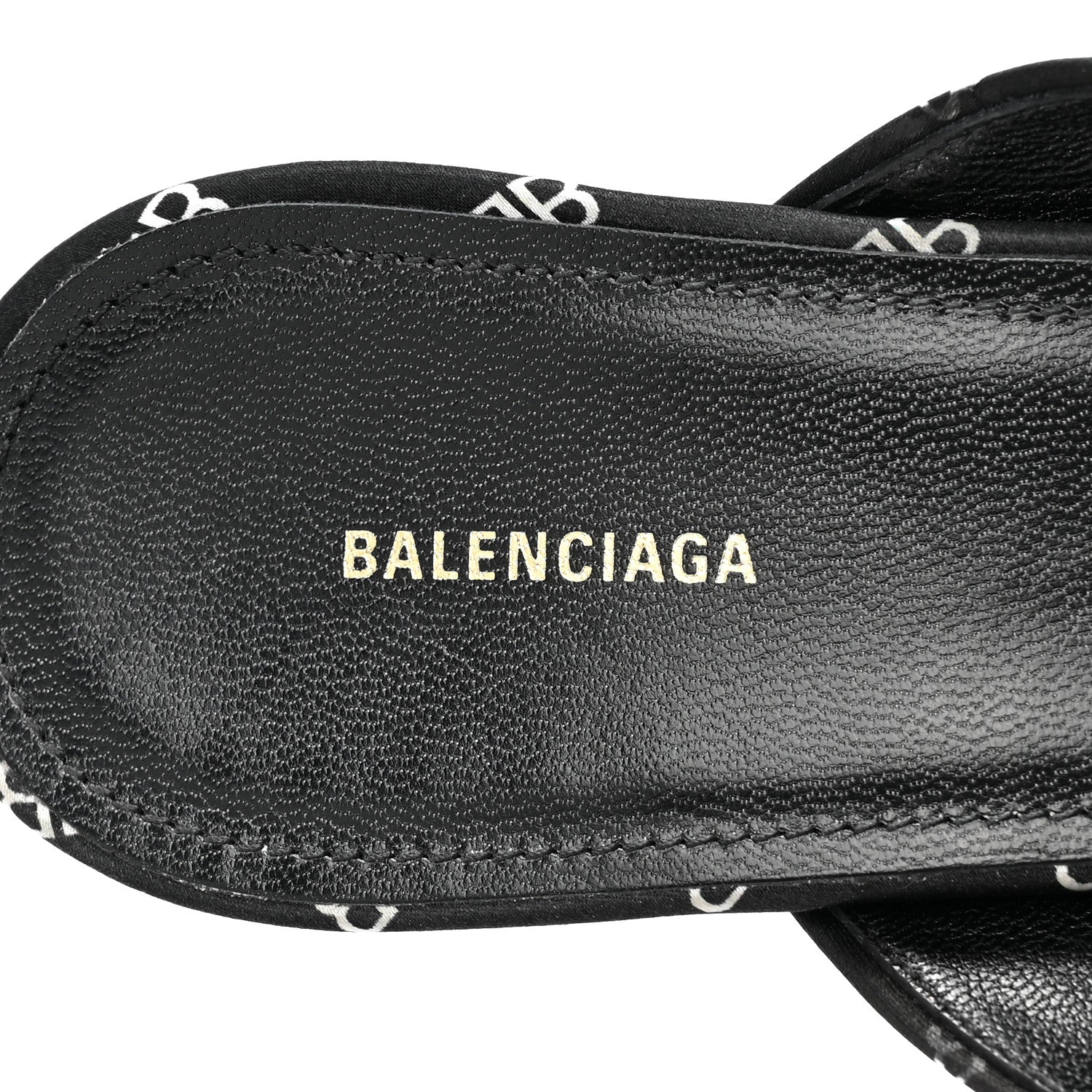 Balenciaga Crepe Satin BB Printed Knife Pointed Toe 40mm Mules 40 Black White 7 of 12