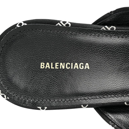 Balenciaga Crepe Satin BB Printed Knife Pointed Toe 40mm Mules 40 Black White 7 of 12