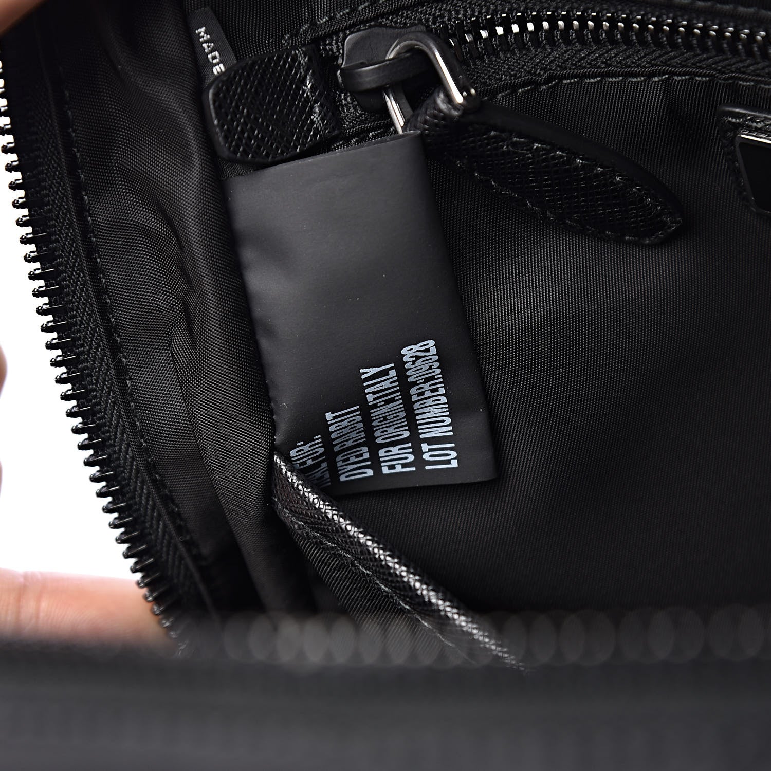 Prada Tessuto Nylon Saffiano Rabbit Fur Travel Backpack Black 8 of 10