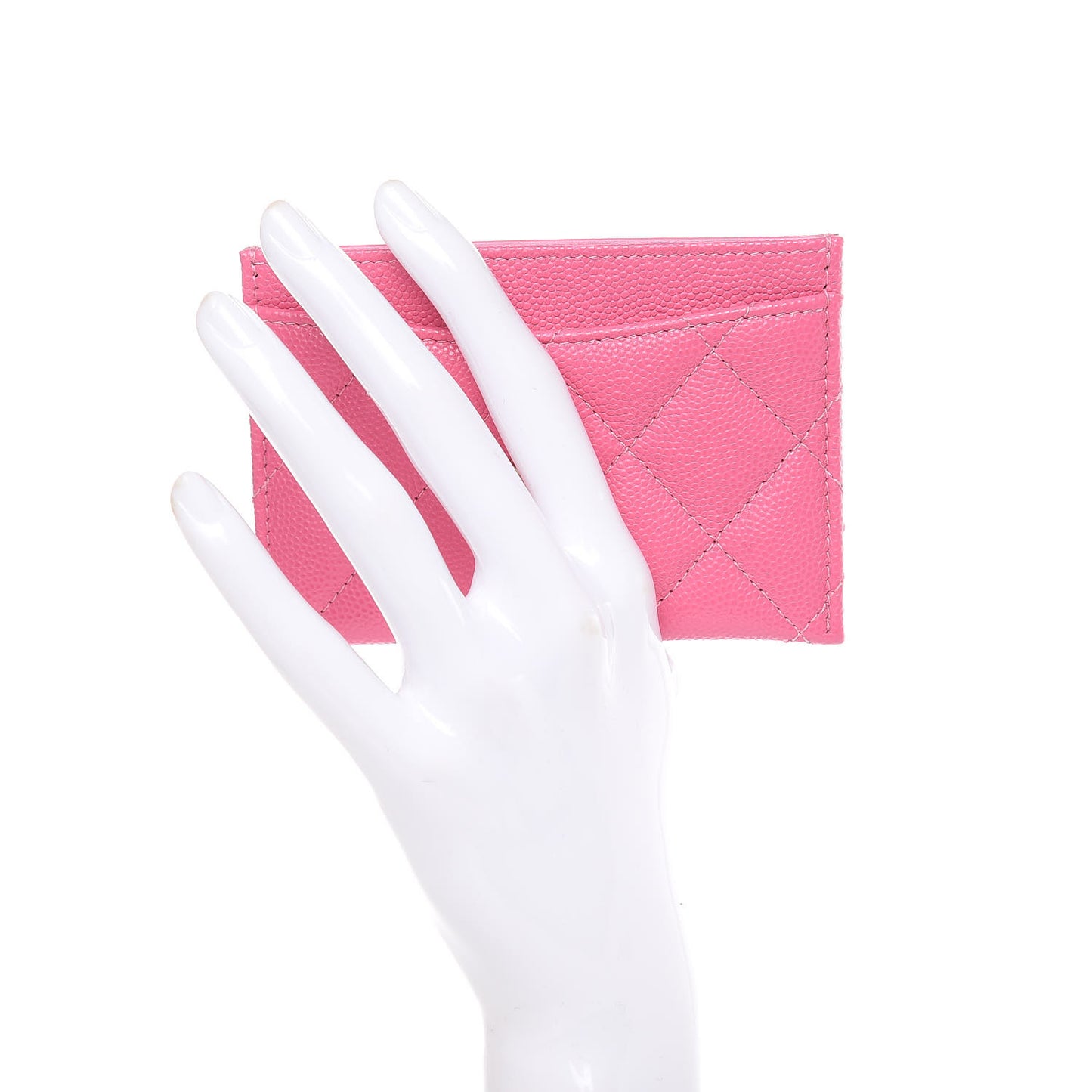 Caviar Quilted Card Holder Pink