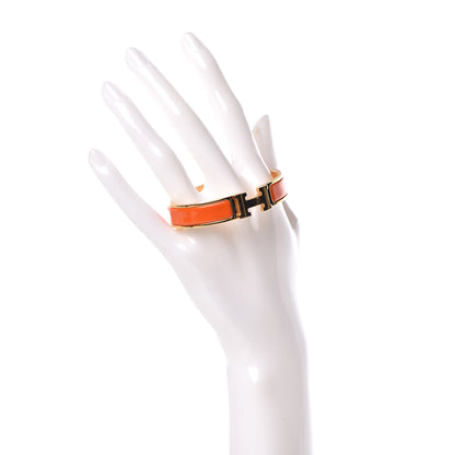 Hermes Enamel Narrow Clic Clac H Bracelet PM Orange 2 of 4