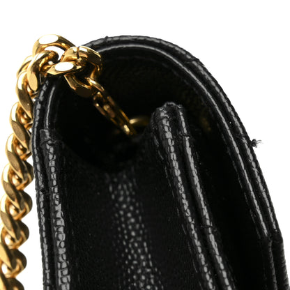 Saint Laurent Grain De Poudre Matelasse Chevron Monogram Envelope Chain Wallet Black 11 of 11