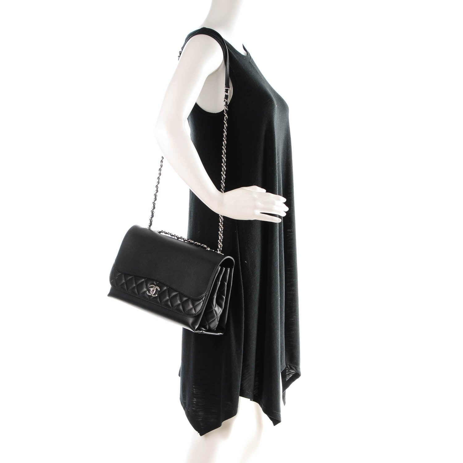 Chanel Calfskin Jumbo Tramezzo Flap Black 2 of 7