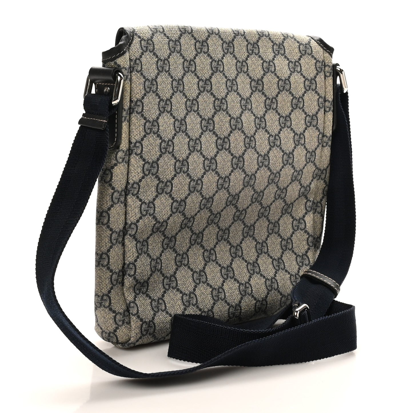 GG Plus Monogram Sellieria Calfskin Small Flap Messenger Bag Beige Blue