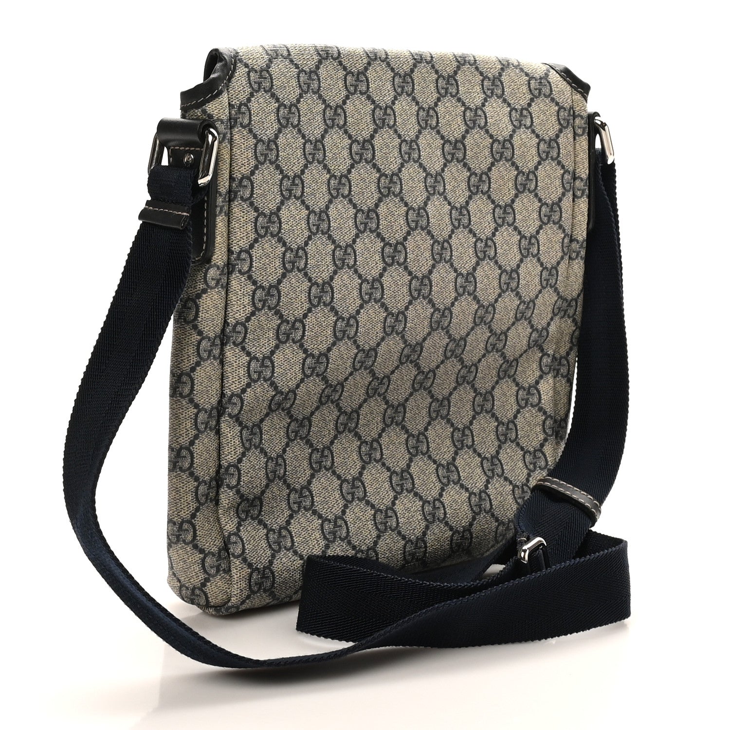 Gucci GG Plus Monogram Sellieria Calfskin Small Flap Messenger Bag Beige Blue 3 of 10