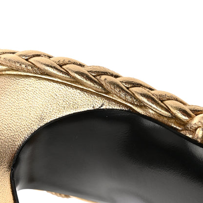 Valentino Garavani Metallic Nappa Woven Roman Stud 65mm Mule Sandals 38 Star Gold 10 of 10