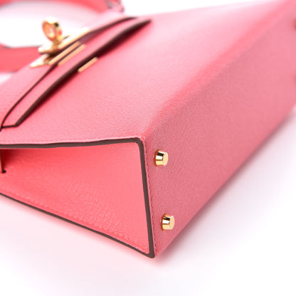 Hermes Chevre Mysore Mini Kelly Sellier 20 Rose Lipstick 11 of 29
