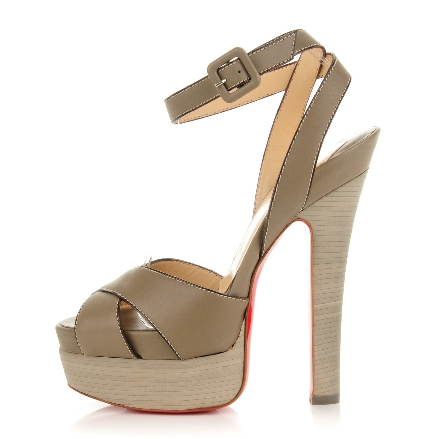 Calfskin Vivaeva 160 Platform Sandals 36 Taupe Grey