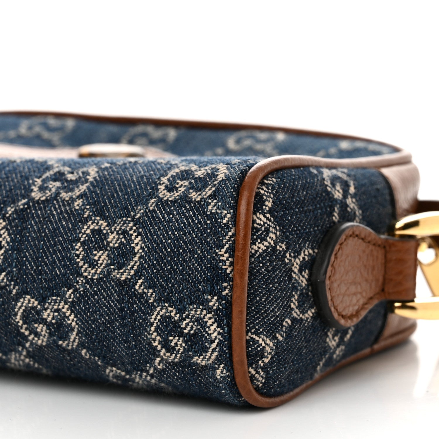 Gucci New Denim GG Monogram Dollar Calfskin Mini Ophidia Shoulder Bag Blue Tea Cuir Epilog 6 of 10